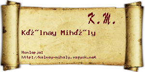 Kálnay Mihály névjegykártya